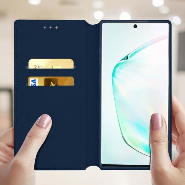 Hölje - AVIZAR - Galaxy Note 10 - Ekoskinn - Stöd funktion - Mörkblå