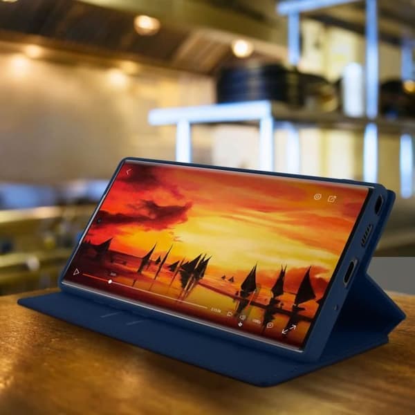 Hölje - AVIZAR - Galaxy Note 10 - Ekoskinn - Stöd funktion - Mörkblå