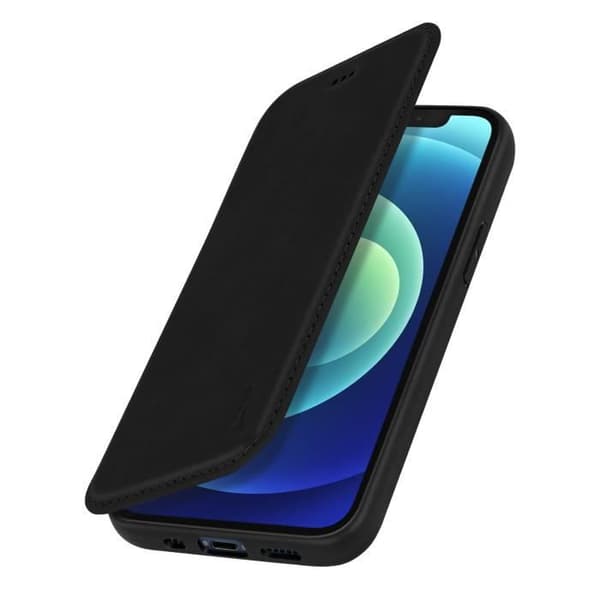 iPhone 12 Mini Läderfodral Korthållare Video Support Funktion Akashi Black