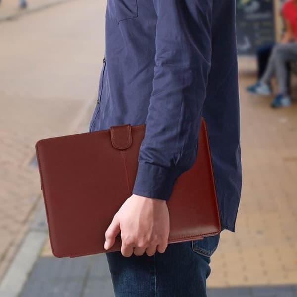 Hus till MacBook Air 13,3'' - AVIZAR - Plånboksfodral - Brunt Läder - Vintage - Magnetisk