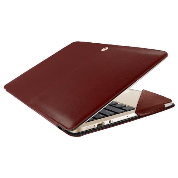 Hus till MacBook Air 13,3'' - AVIZAR - Plånboksfodral - Brunt Läder - Vintage - Magnetisk