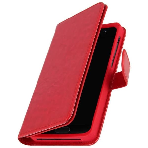 Universellt Smartphone Fodral - AVIZAR - Plånboksfodral - Ekologiskt läder Röd - 6 Kortfack - Mjuk Fodral