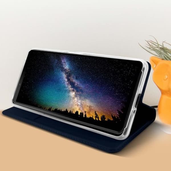 Hoes - Sony - Xperia 10 II - Ekologisk läder - Videostöd - Kortficka - Mörkblå