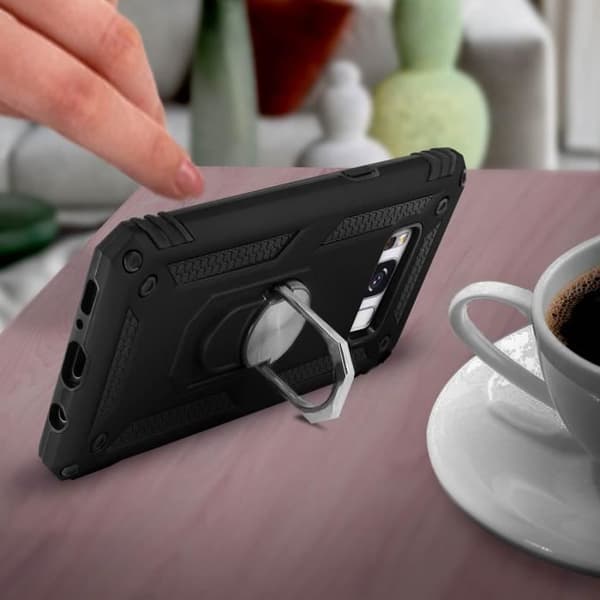 Coque - AVIZAR - Samsung Galaxy S8 - Bimaterial - Hållring - Videostöd svart
