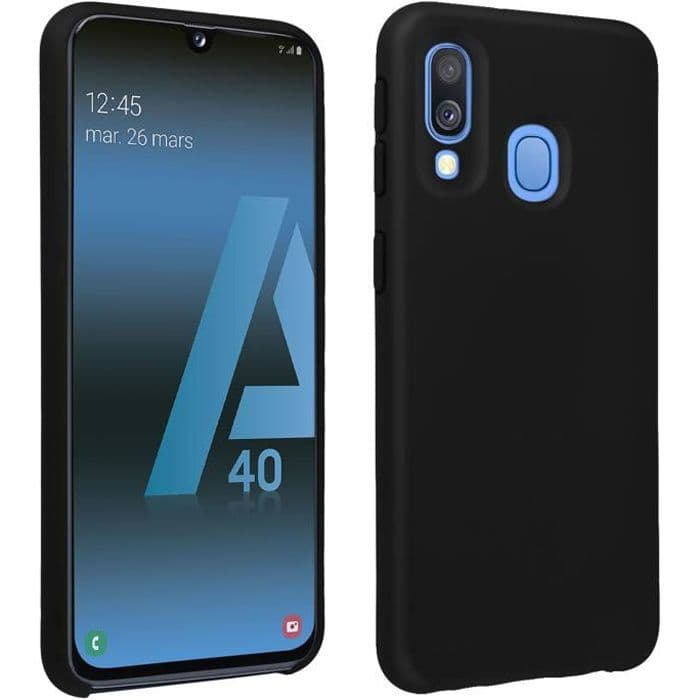 Samsung Galaxy A40 Halvstyv matt silikonfodral Soft Touch Finish svart Svart