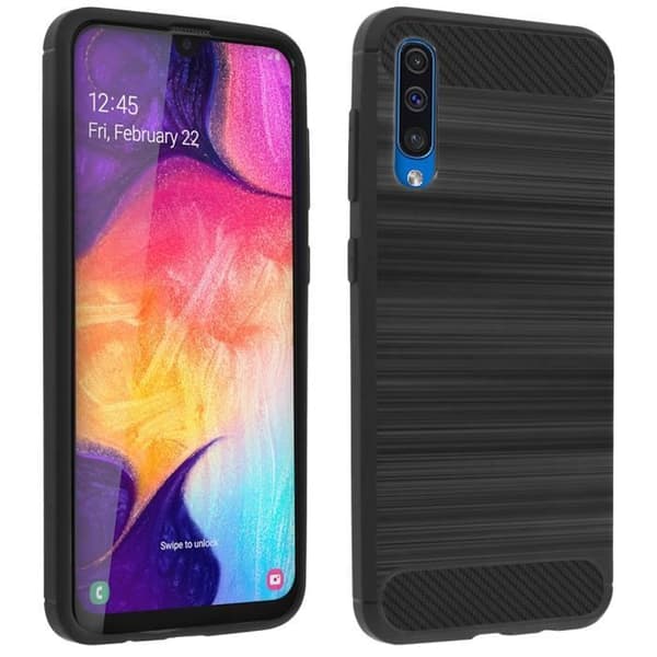Bakskal - AVIZAR - Samsung Galaxy A50 - Silikon Gel - Karbonfinish - Stötskydd