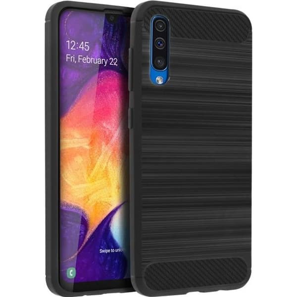Bakskal - AVIZAR - Samsung Galaxy A50 - Silikon Gel - Karbonfinish - Stötskydd