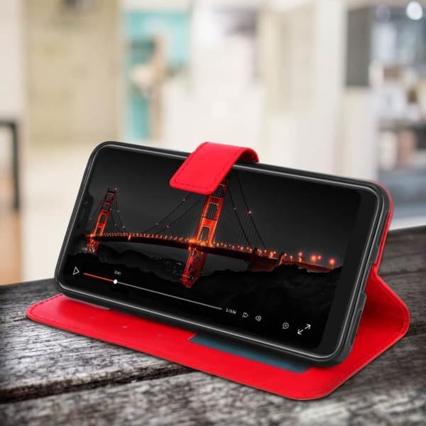 Hus - Xiaomi - Mi A2 - Ekologiskt läder - Röd - Stöd funktion