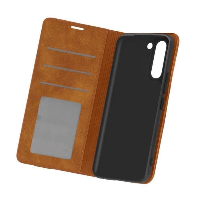 Samsung Galaxy S21 Plus Soft-touch plånboksfodral Videoställ Röd Brun