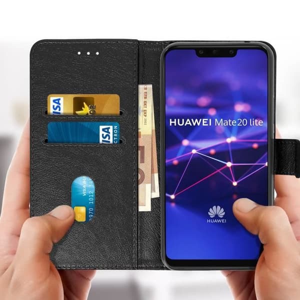 Hölster - Huawei - Mate 20 Lite - Plånbok - Stöd Ställ - Svart