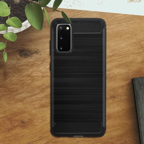 Coque - AVIZAR - Samsung Galaxy S20 - Silikon Gel - Karbonfinish - Borstad Metalleffekt