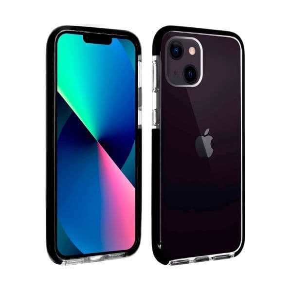 AKASHI silikonfodral i transparent färg med svarta kanter för Apple iPhone 13, full kompatibilitet, kvalitetsmaterial,
