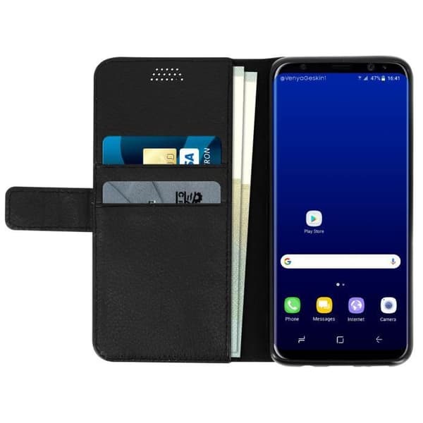 Huscover Portfölj - Samsung - Galaxy S8 Plus - Ekologisk läder - Svart - Mjuk