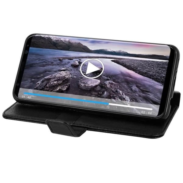 Huscover Portfölj - Samsung - Galaxy S8 Plus - Ekologisk läder - Svart - Mjuk