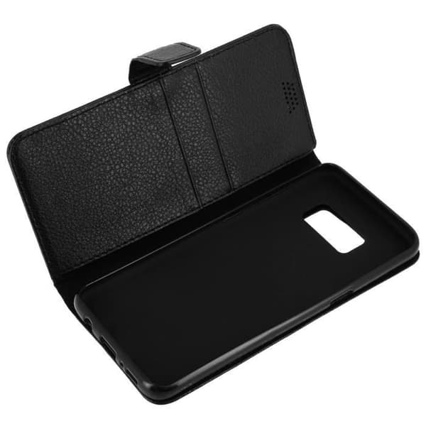 Huscover Portfölj - Samsung - Galaxy S8 Plus - Ekologisk läder - Svart - Mjuk