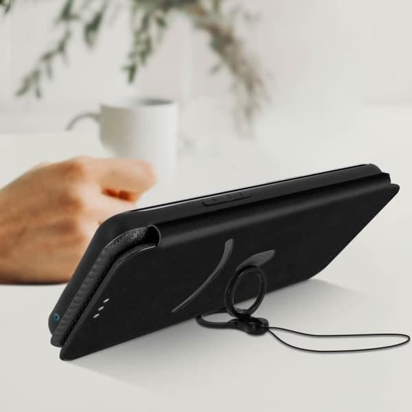 Oppo-fodral - Reno 5 Pro 5G - Mjuk - Ekoleder kolfiber-effekt - Svart - Handrem inkluderad