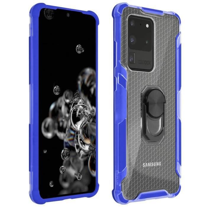 Samsung Galaxy S20 Ultra Hybrid Contour Bumper Avtagbar ring Mörkblå