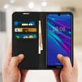 Miniatyrbild 3 av 4: Etui Huawei Y6 2019 - AVIZAR - Folio Skinnfodral - Videostöd - Svart - Heltäckande Skydd