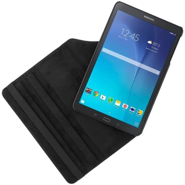 Hus - Samsung - Galaxy Tab E 9,6'' - Rotativ 360° - Ekoskinn med prägling - Svart