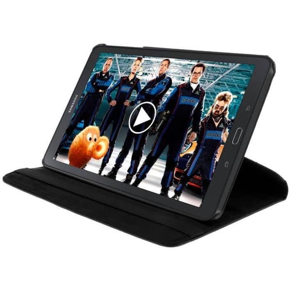 Hus - Samsung - Galaxy Tab E 9,6'' - Rotativ 360° - Ekoskinn med prägling - Svart