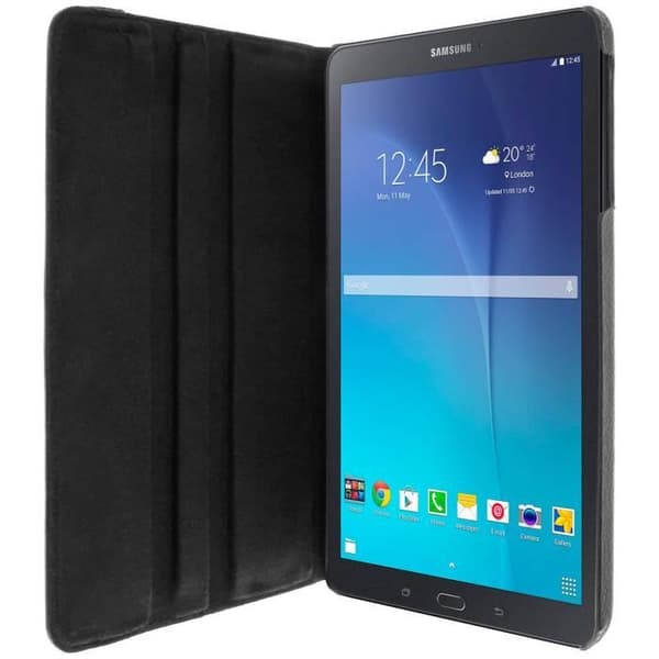 Hus - Samsung - Galaxy Tab E 9,6'' - Rotativ 360° - Ekoskinn med prägling - Svart