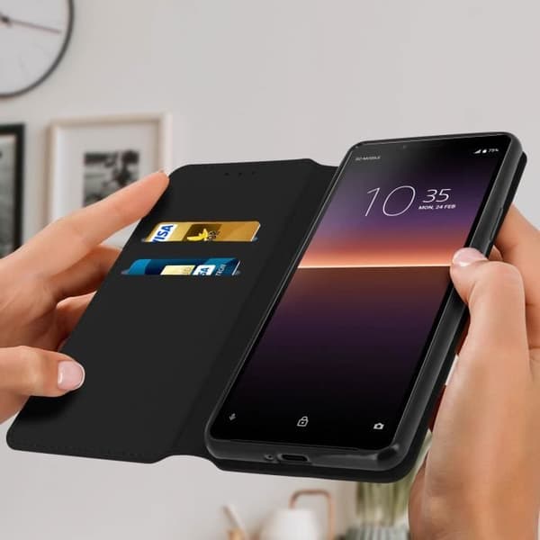 Hölster - Sony - Xperia 10 2 - Ekologisk läder - Magnetlock - Stöd funktion