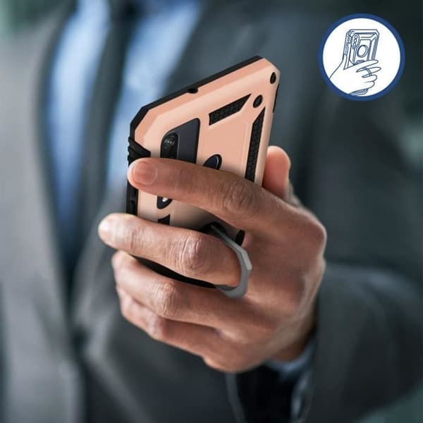 Coque - Huawei - Y6p - Antichoc - Bi-matière - Stöd för video roséguld