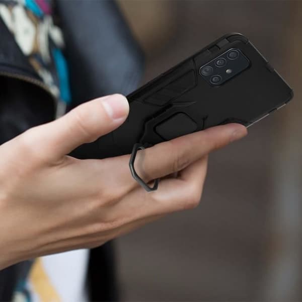 Coque - AVIZAR - Samsung Galaxy A51 - Bi-matière - Bague de maintien - Stöd för video svart