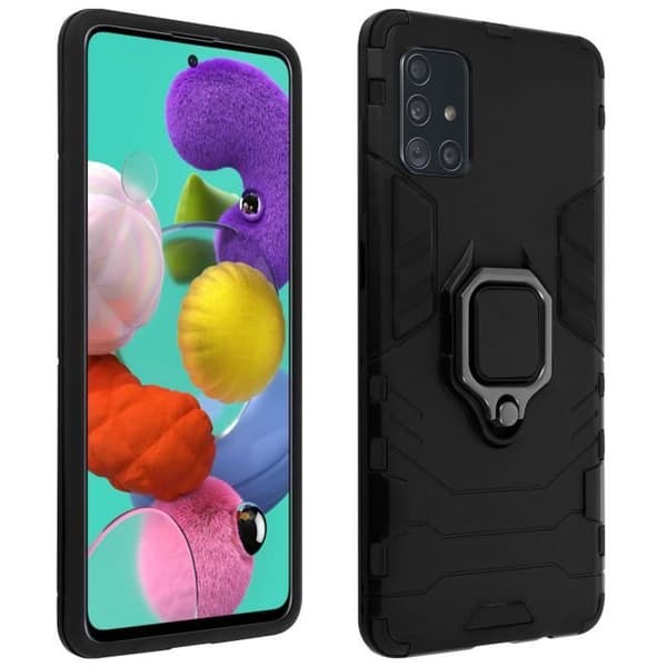 Coque - AVIZAR - Samsung Galaxy A51 - Bi-matière - Bague de maintien - Stöd för video svart