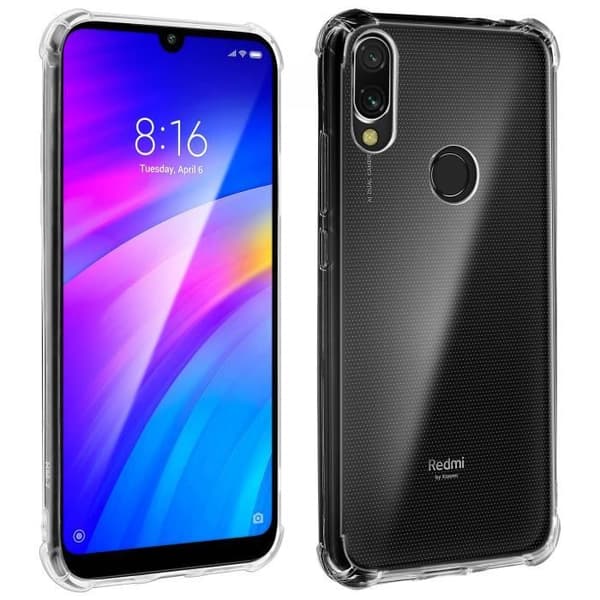 Coque - AVIZAR - Xiaomi Redmi 7 - Stöttebestandig skydd - Förstärkta hörn - Transparent Vit