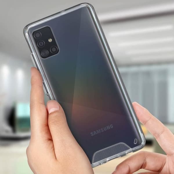 Fodral - AVIZAR - Galaxy A51 - Bi-material skydd - Silikon stötfångare - Genomskinlig Vit
