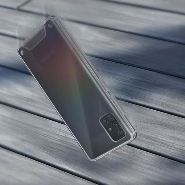 Fodral - AVIZAR - Galaxy A51 - Bi-material skydd - Silikon stötfångare - Genomskinlig Vit