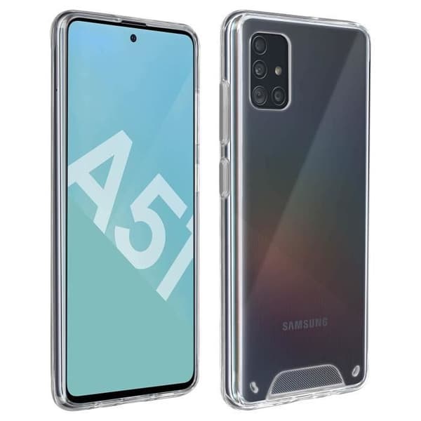 Fodral - AVIZAR - Galaxy A51 - Bi-material skydd - Silikon stötfångare - Genomskinlig Vit