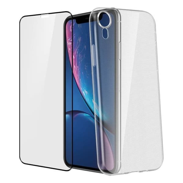 Skyddsfodral och film - Apple - iPhone XR - Transparent silikon - Härdat glas - Mjuk