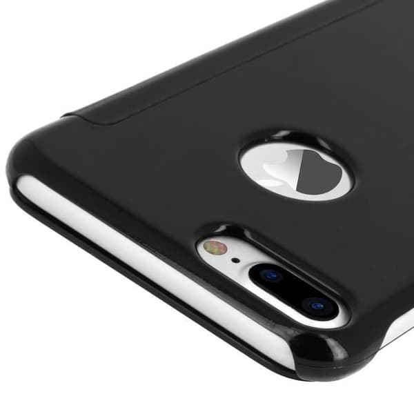 Svart Mirror Folio Fodral Skal iPhone 7 Plus / iPhone 8 Plus Genomskinlig flik