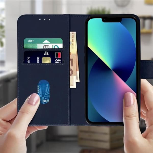 Hus - Apple - iPhone 13 Mini - Fodral med flip - Videostöd - Mörkblå