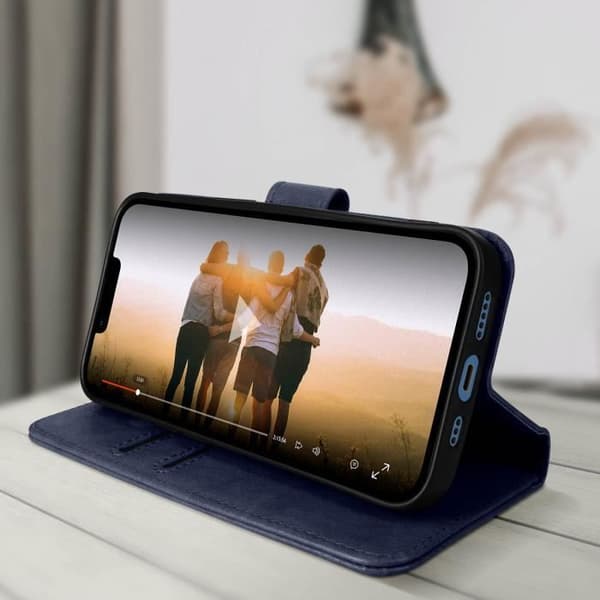 Hus - Apple - iPhone 13 Mini - Fodral med flip - Videostöd - Mörkblå