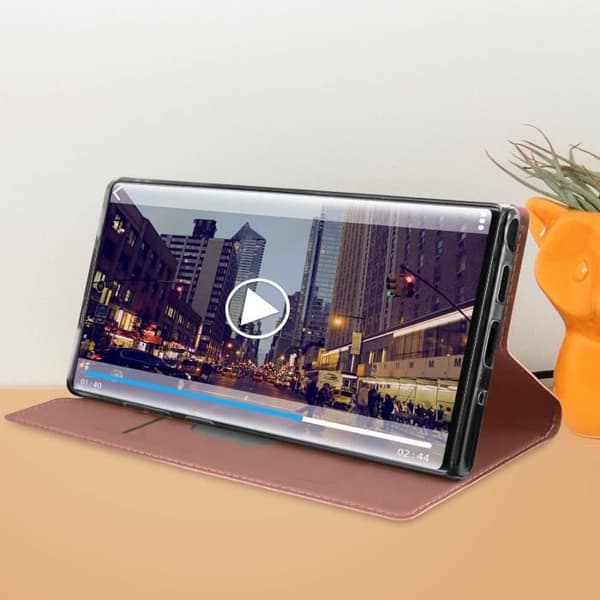 Hus till Samsung Galaxy Note 10 - AVIZAR - Kortfodral - Ekoskinn - Roséguld - Videostöd
