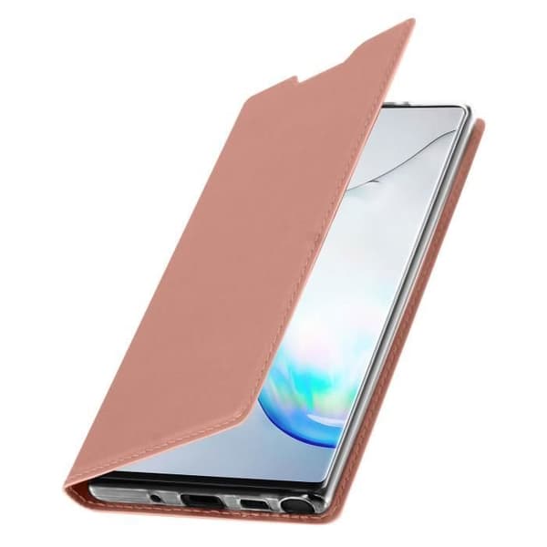 Hus till Samsung Galaxy Note 10 - AVIZAR - Kortfodral - Ekoskinn - Roséguld - Videostöd