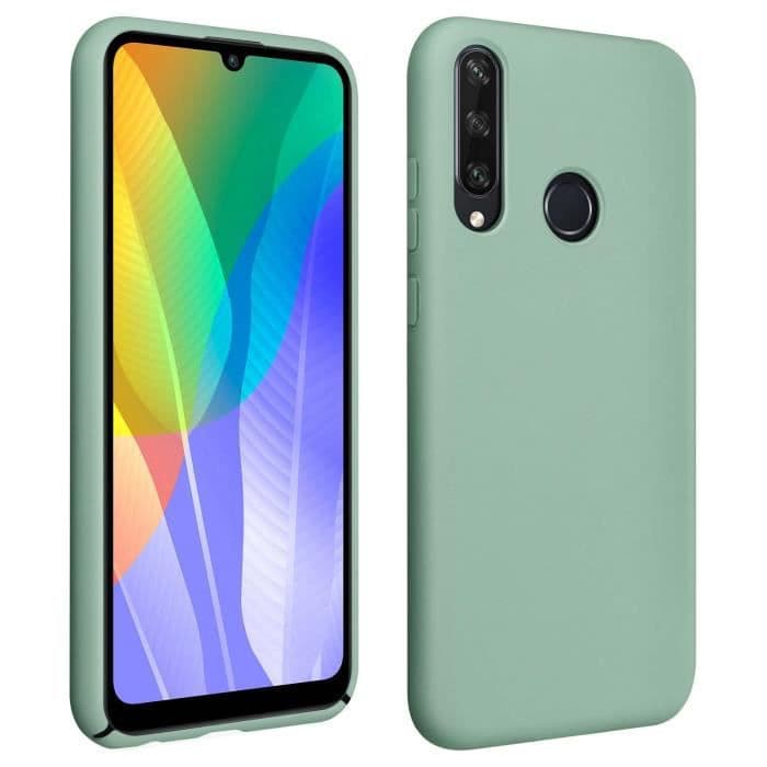 Huawei Y6p halvstyvt silikonfodral Soft Touch Finish Emerald Green Grå