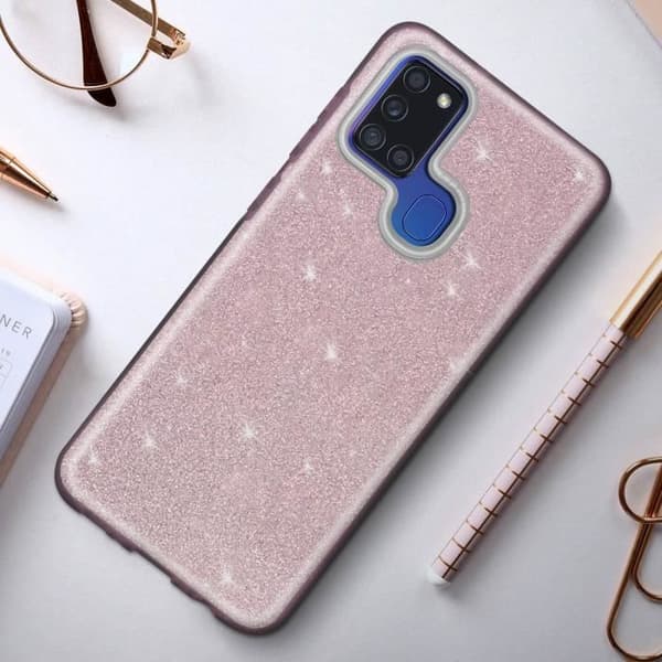 Skyddande skal - AVIZAR - Samsung Galaxy A21s - Glittrig - Rosa - Semi-rigid