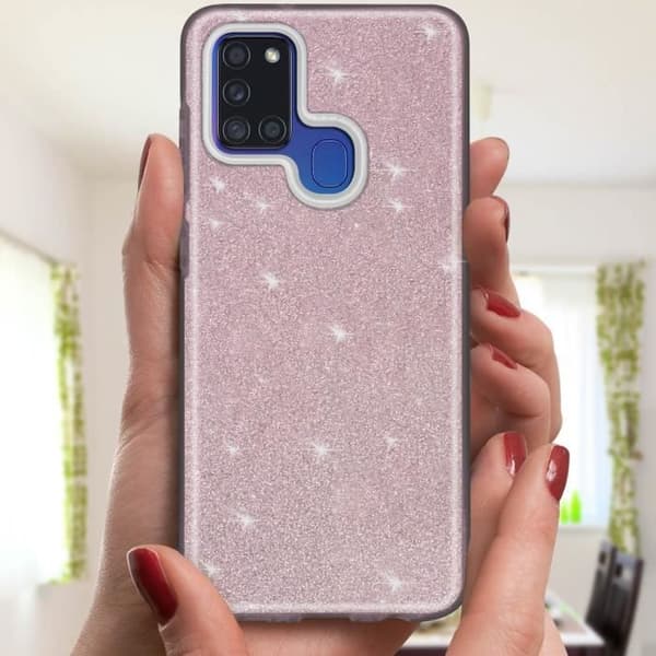 Skyddande skal - AVIZAR - Samsung Galaxy A21s - Glittrig - Rosa - Semi-rigid