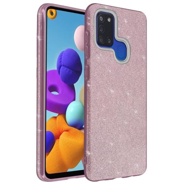 Skyddande skal - AVIZAR - Samsung Galaxy A21s - Glittrig - Rosa - Semi-rigid