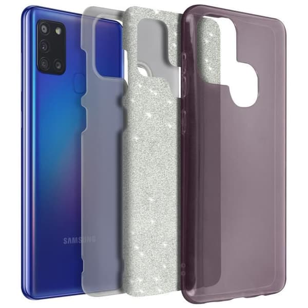 Skyddande skal - AVIZAR - Samsung Galaxy A21s - Glittrig - Rosa - Semi-rigid