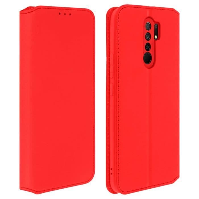 Skydd Xiaomi Redmi 9 Flip-korthållare Funktion Stöd Smal och elegant Röd