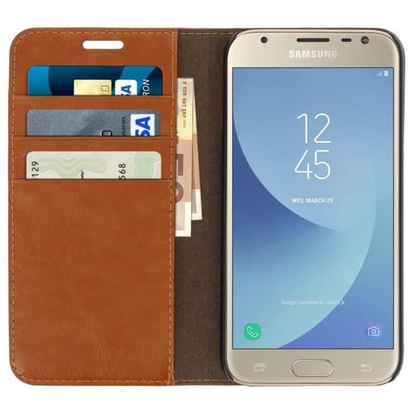 Housse folio - Samsung - Galaxy J5 2017 - Äkta läder - Heltäckande skydd - Kamel
