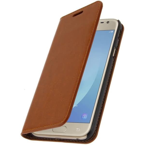 Housse folio - Samsung - Galaxy J5 2017 - Äkta läder - Heltäckande skydd - Kamel