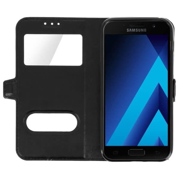 Skal till Samsung Galaxy A3 2017 dubbelfönsterfodral Silikongelskal - svart