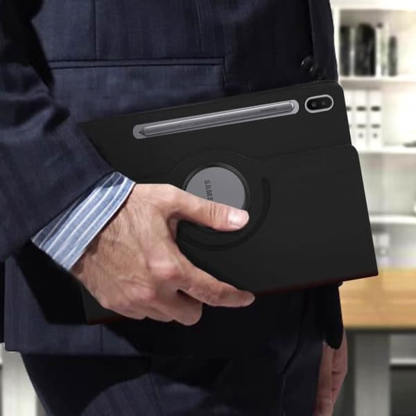 Tabletfodral - AVIZAR - Samsung Galaxy Tab S6 10.5 - Heltäckande skydd - 360° roterande ställ - Svart
