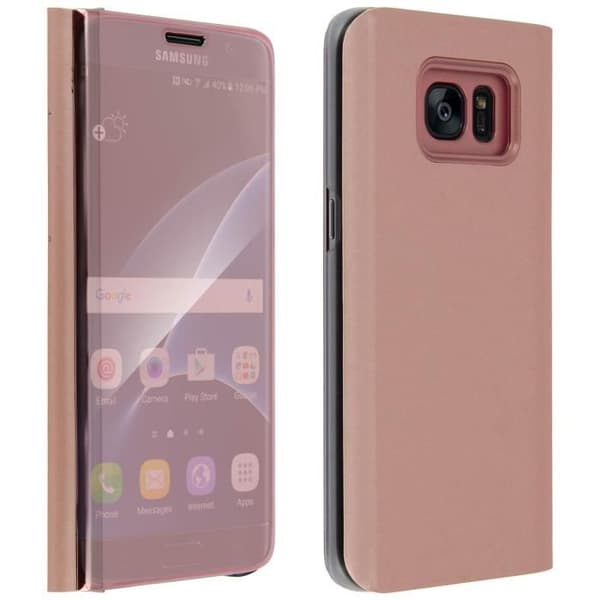 Etui Galaxy S7 Edge - AVIZAR - Hölster med spegelklapp - Ställfunktion - Mjuk skal - Glänsande